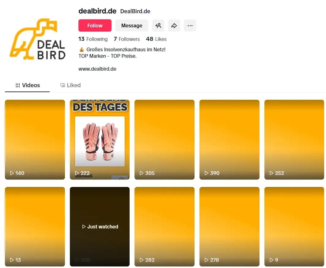 Instagram-Profil mit Deal-Beiträgen