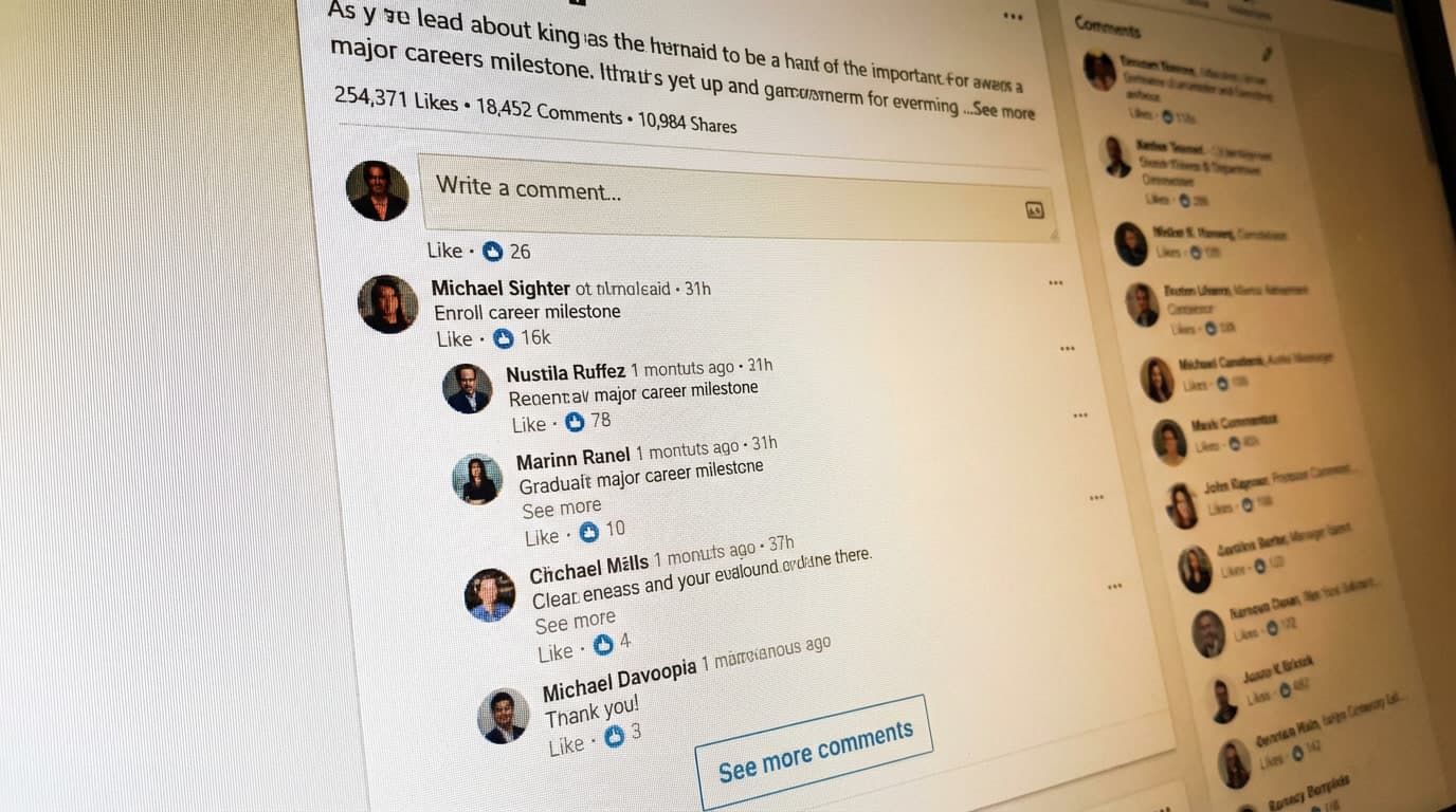 Nahaufnahme eines LinkedIn-Beitrags mit vielen Reaktionen (KI-generiert)