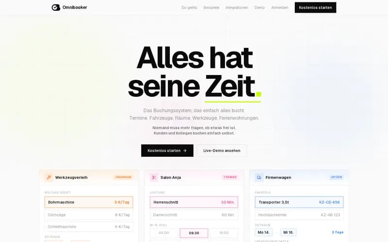 Startseite von Omnibooker: „Alles hat seine Zeit.“